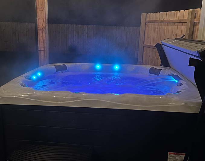 jacuzzi area at night